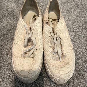 Sam eldelman platform white croc sneakers